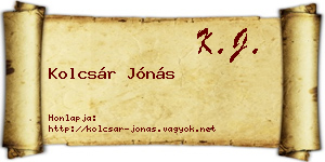 Kolcsár Jónás névjegykártya